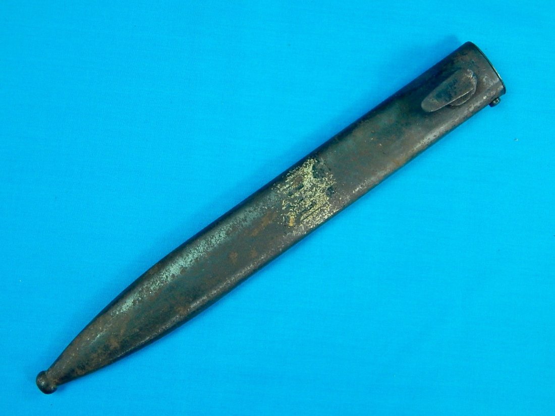 German WW2 Mauser K98 Bayonet Scabbard Eagle Decal: NO BUYER"S PREMIUM! (BUYER"S PREMIUM 0%).German WW2 Mauser K98 Bayonet Scabbard with Eagle Decal. 10 3/4" long, for the blade about 9 1/2".We accept payment by check or money orders.Pay Pal and bank t