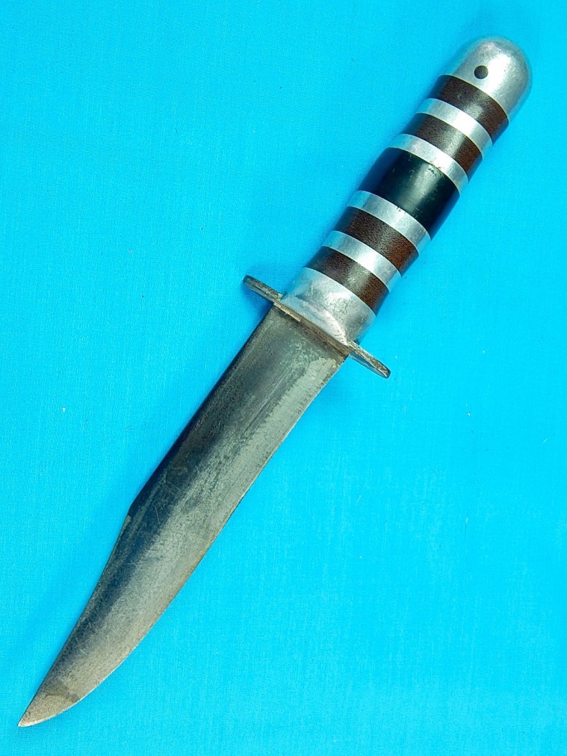US WW2 WWII Custom Hand Made Theater Fighting Knife: NO BUYER"S PREMIUM! (BUYER"S PREMIUM 0%).US WW2 Custom Hand Made Theater Fighting Knife. No sheath. Size: 11 1/2" long with 6 1/2" blade.We accept payment by check or money orders.Pay Pal and bank tra