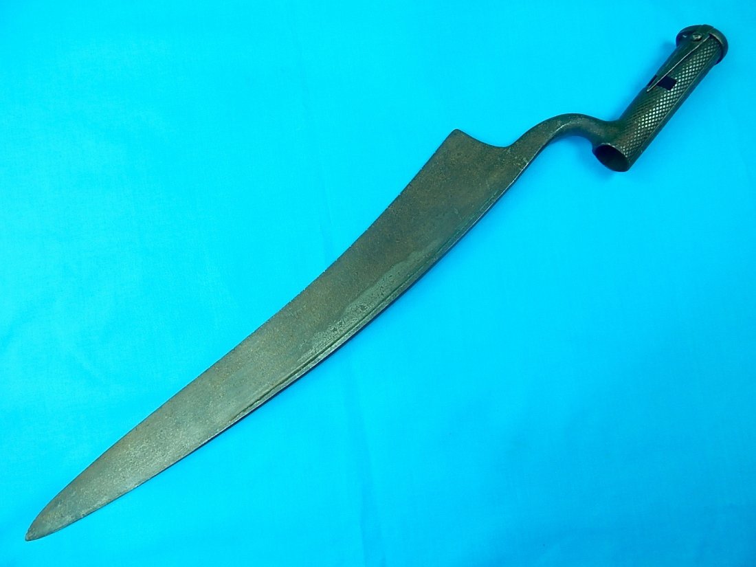 Replica of Antique Nepal Gurkha Kukri Bayonet Knife: NO BUYER"S PREMIUM! (BUYER"S PREMIUM 0%). Vintage Replica of Antique Nepalese Kukri Bayonet. No sheath. Size: 17" long with 11 1/2" blade. We accept payment by check or money orders.Pay Pal and bank t