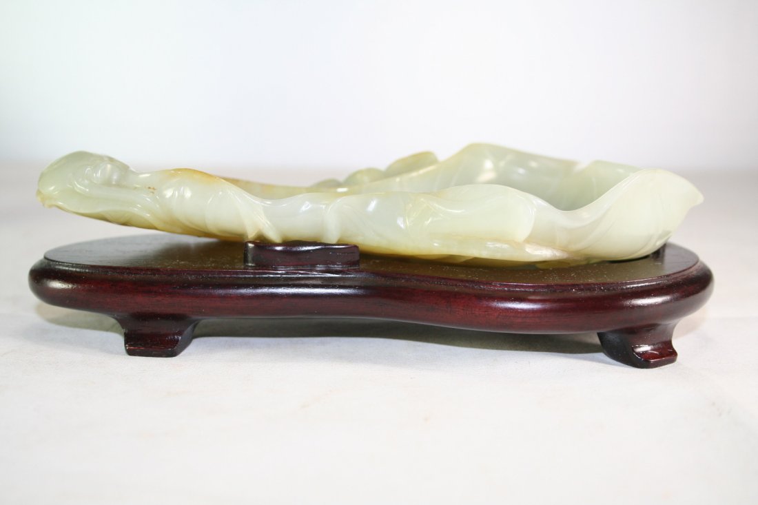Chinese Jade Carved Brush Washer: Chinese Jade Carved Brush Washer, 6.75" L X 3.75" W X 1.25" H