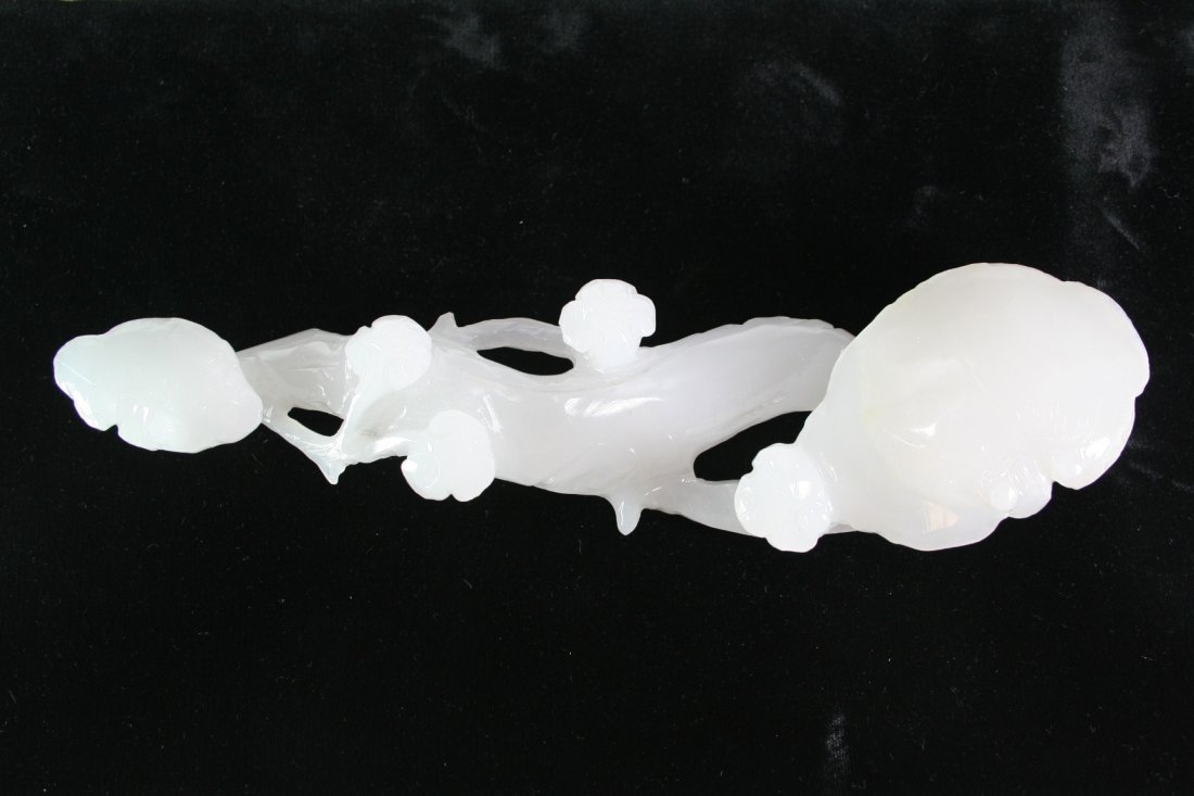 Chinese White Glass Ruyi Scepter: Chinese White Glass Ruyi Scepter, 9" L X 2.5" W X 1" D