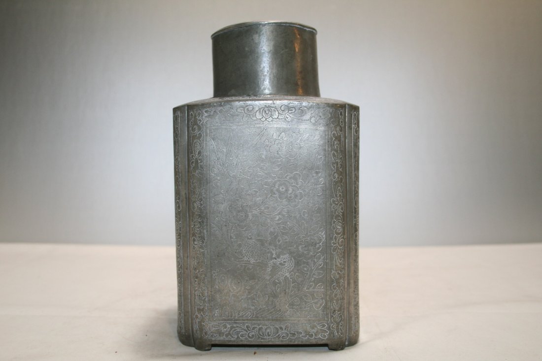 Vintage Chinese Pewter Tea Caddy (1 of 7)