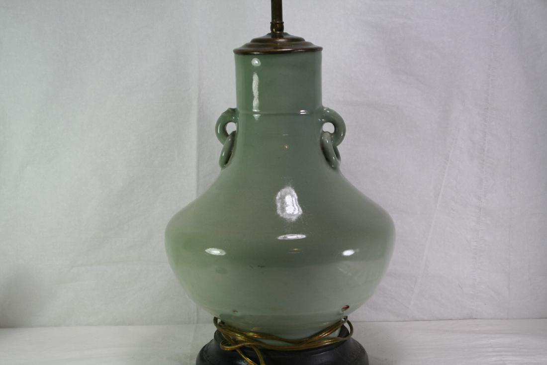 Chinese Porcelain Celadon-Glazed Vase Converted to Lamp (1 of 5)