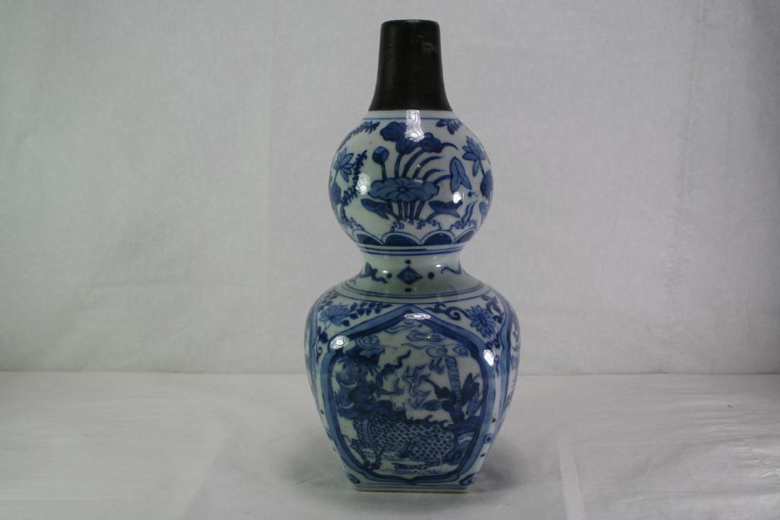 Chinese Blue & White Bottle Gourd Vase (1 of 10)