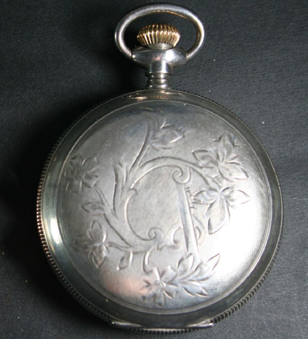 Gentleman's Pocket Watch: Gentleman's Pocket Watch, Waltham Coin Silver case watch: 55mm diameter, total weighs 82.1 dwt.