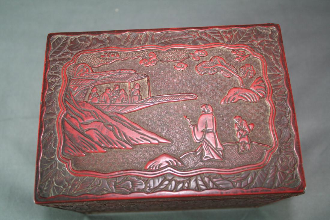 Chinese Carved Red Cinnabar Box (1 of 7)