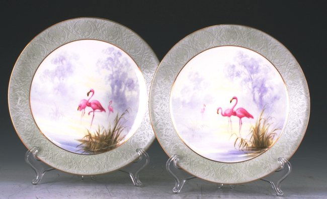 Pair Of Royal Worcester Flamingo Plates (1 of 1)