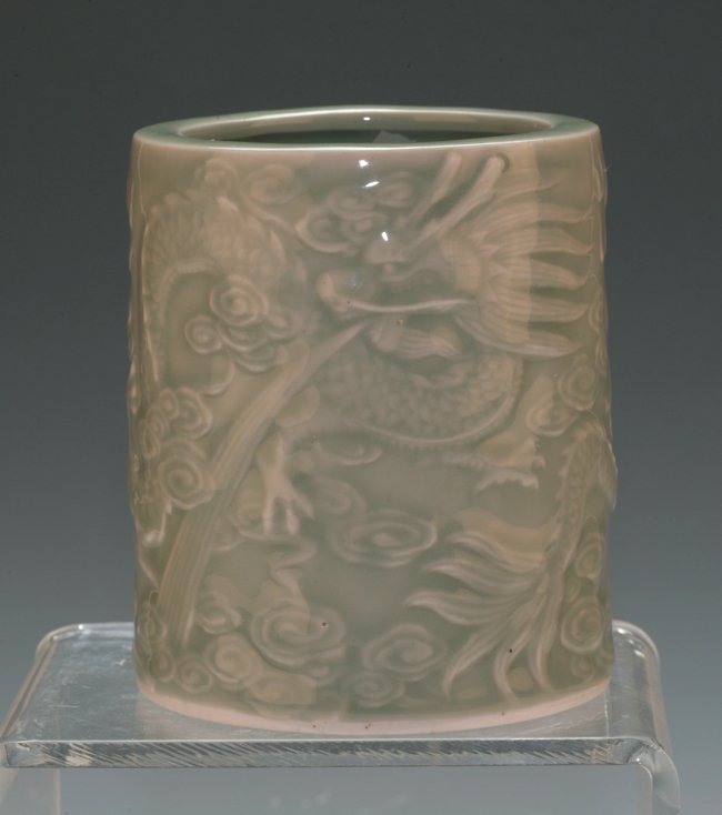 Celadon Glazed Brush Pot (1 of 3)