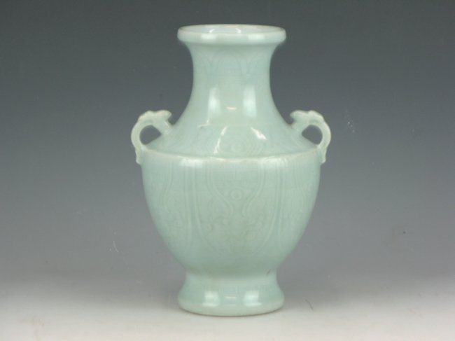 Celadon Double-Handled Vase (1 of 3)