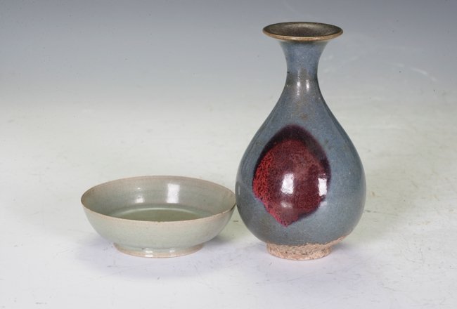 Jun ware vase and small dish (1 of 1)