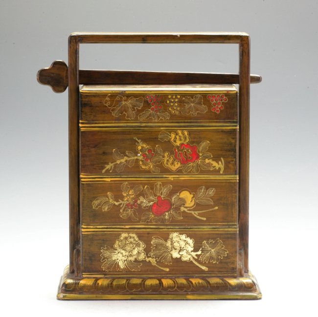 Lacquered Timber Food Container (1 of 2)