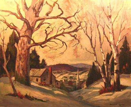 Bernard Corey Painting: Below the Birches. oil on canvas. 20x24. l.r. u. Good. on stretcher