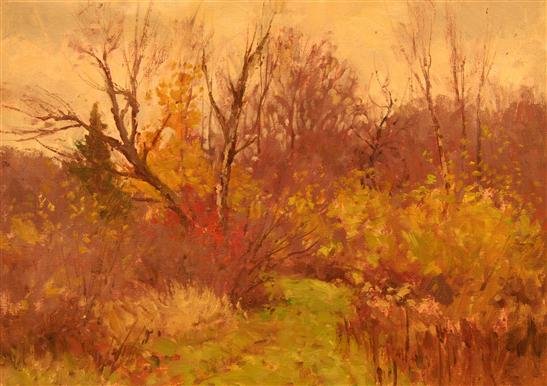 Bernard Corey Painting: Path to the Woods. oil on canvas. 10x14. unsigned. u. Good