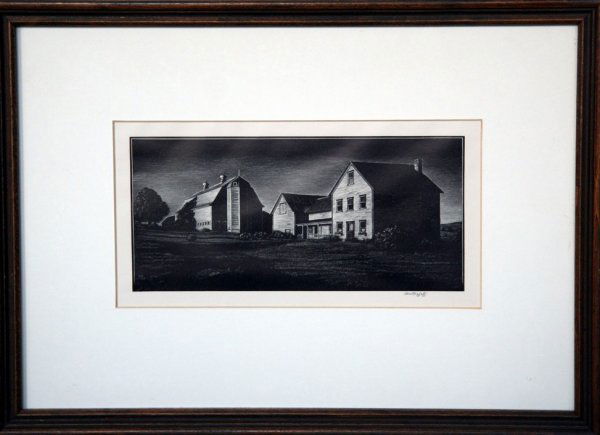 Asa Cheffetz Wood Engraving Landscape: Asa Cheffetz wood engraving landscape, nicely framed, height 5 1/2, width 11 inches