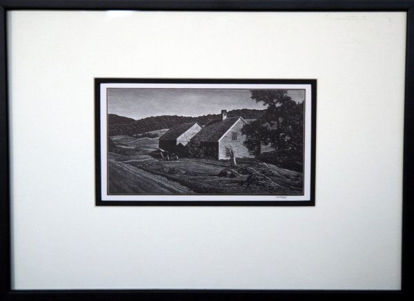 Asa Cheffetz Wood Engraving Landscape: Asa Cheffetz wood engraving landscape, nicely framed, height 5 1/2, width 9 inches