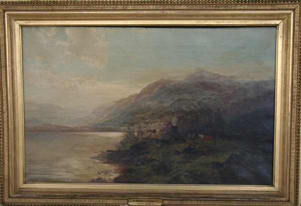 Arthur Parton (1842-1914) Oil on Canvas: Arthur Parton (1842-1914) oil on canvas, canvas ht. 17 5/8, width 28 1/4, frame ht. 23 3/4, width 34 1/4. Condition: estate fresh appears to be all original and untouched.