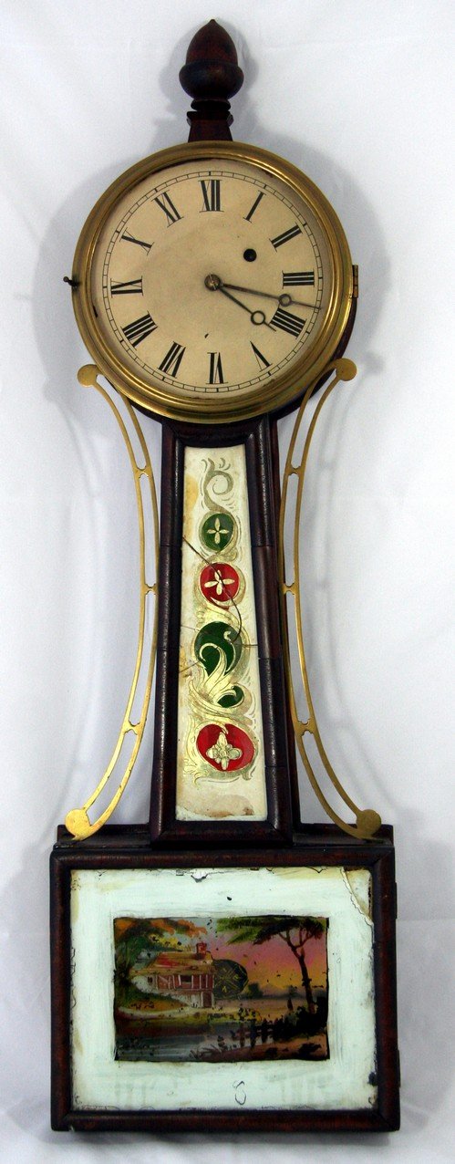 Willard Banjo Clock: Willard Banjo clock, face faintly signed Willard, as-is, height 32, wd. 10, dp. 3 1/2