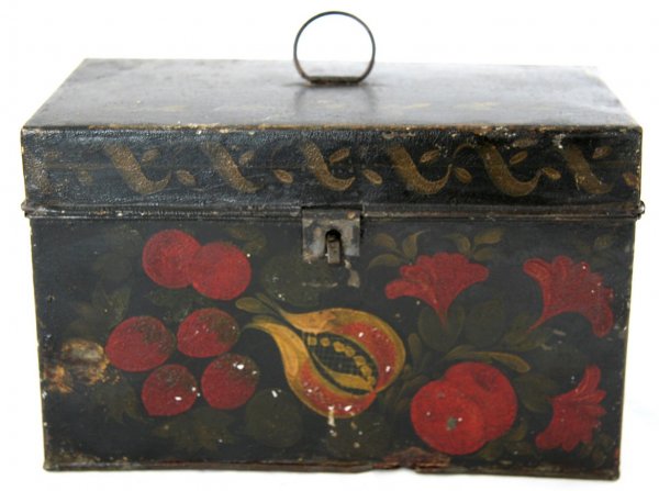 Tole Box with Berries: Tole box with berries,ht. 5 1/2, wd. 9 inches