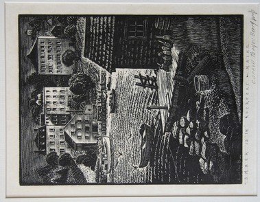 Carroll Thayer Berry Woodblock: Carroll Thayer Berry Woodblock, Smack Is In, Rockport, ME, height 10 1/2, width 8 1/4