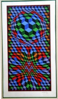 Victor Vasarely Lithograph: Victor Vasarely Lithograh, nicely framed, height 28, width 16