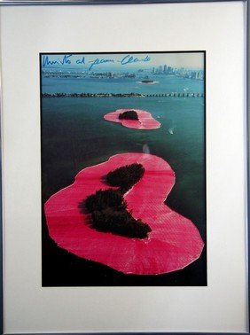 Christo and Jeane Claude Signed: Christo and Jeane Claude, signed Key Biscayne Poster, height 17, width 12, nicely framed