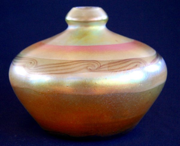 Tiffany Studios Art Glass Vase: Super Tiffany Studios Art Glass Vase, marked L.C.T. 6984, also original paper label, ht. 6, wd. 7 (just found in an estate). Excellent condition.