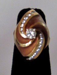 Estate Diamond & Gold Ring: Estate Diamond and gold ring, marked JB, diamond tested