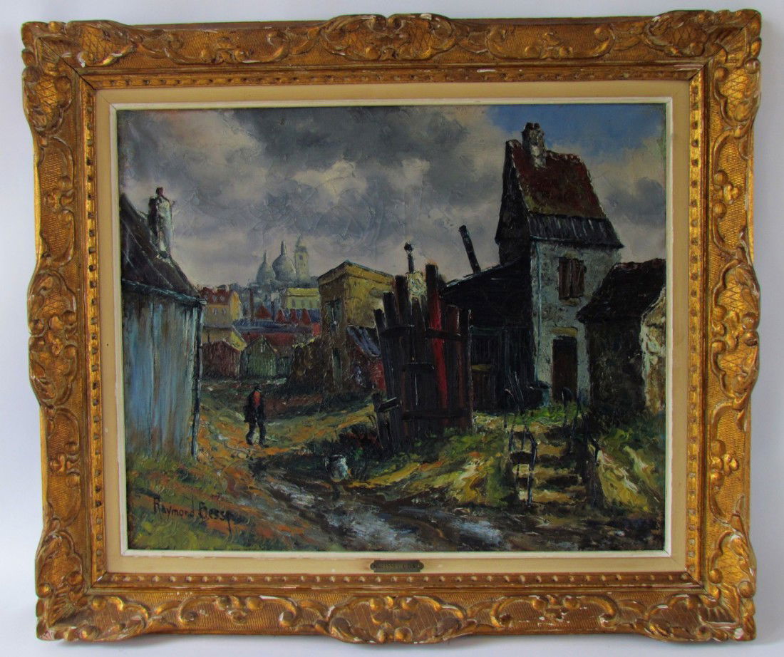 Raymond Besse (1899-1969) Oil on Canvas: Raymond Besse (1899-1969) Oil on Canvas, canvas ht. 19 3/4, wd. 24, original frame ht. 27 1/2, wd. 30 1/2 inches. Provenance: From the estate of Monsieur Edouard Pignarre. He was the chauffeur for All