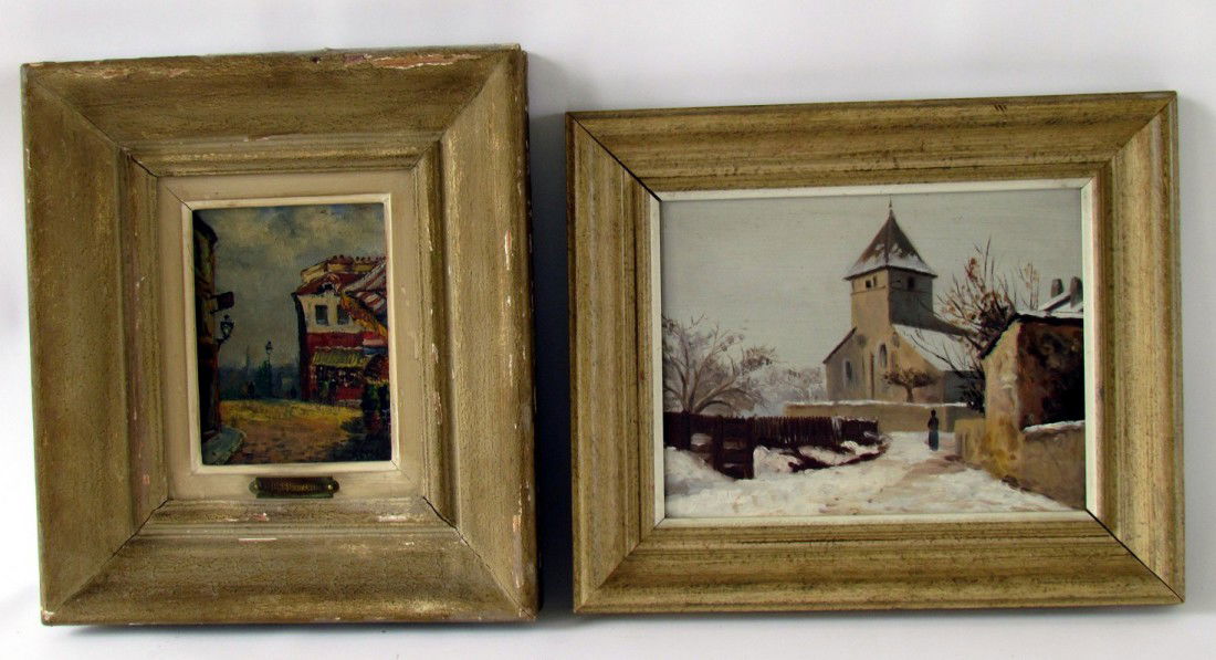 Two Raymond Besse (1899-1969) Paintings: Two Raymond Besse (1899-1969), small oil on boards, original frames, one dated 1943, one dated 1948. Provenance: From the estate of Monsieur Edouard Pignarre. He was the chauffeur for Allen Dulles dur
