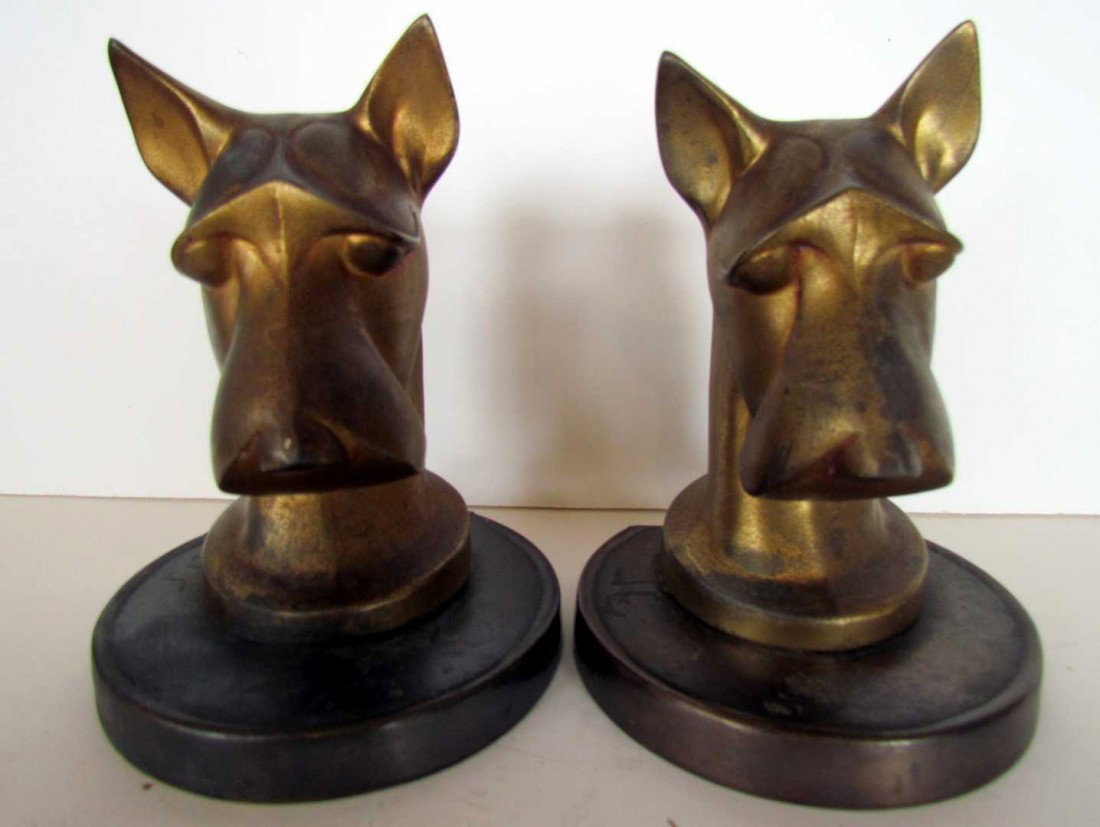 Frankart Scottie Dog Bookends: Frankart Scottie dog bookends, signed Frankart, c. 1928, rare, ht. 6