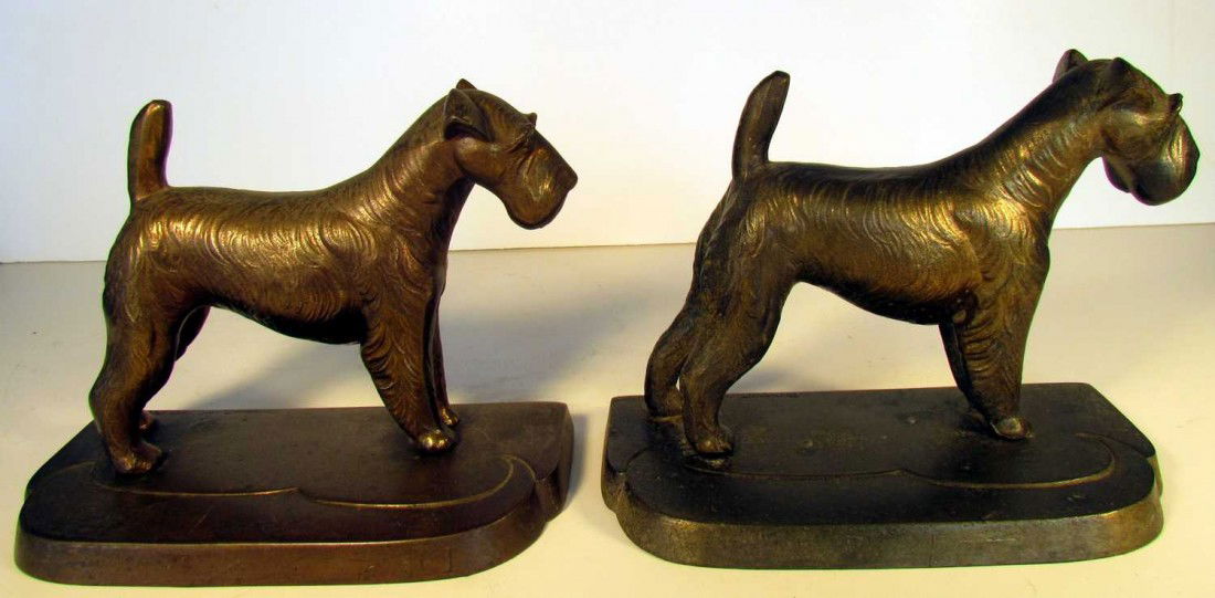 Frankart Scottie Dog Bookends: Frankart Scottie dog bookends, signed Frankart, ht. 5 12