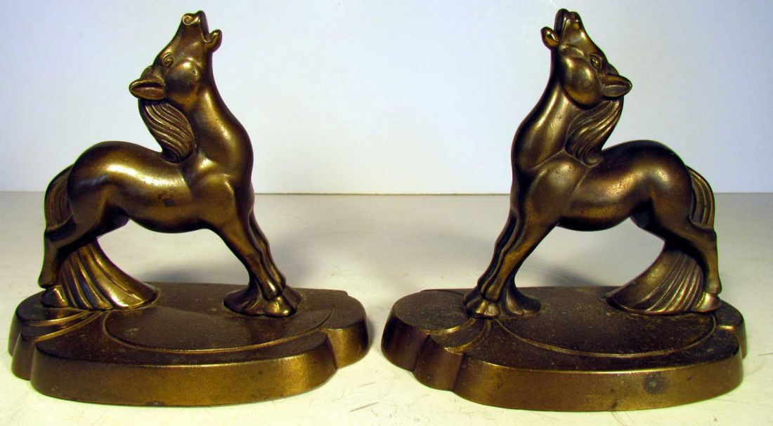 Frankart Horse Bookends: Pair Frankart horse bookends, ht. 5 1/2, marked Frankart