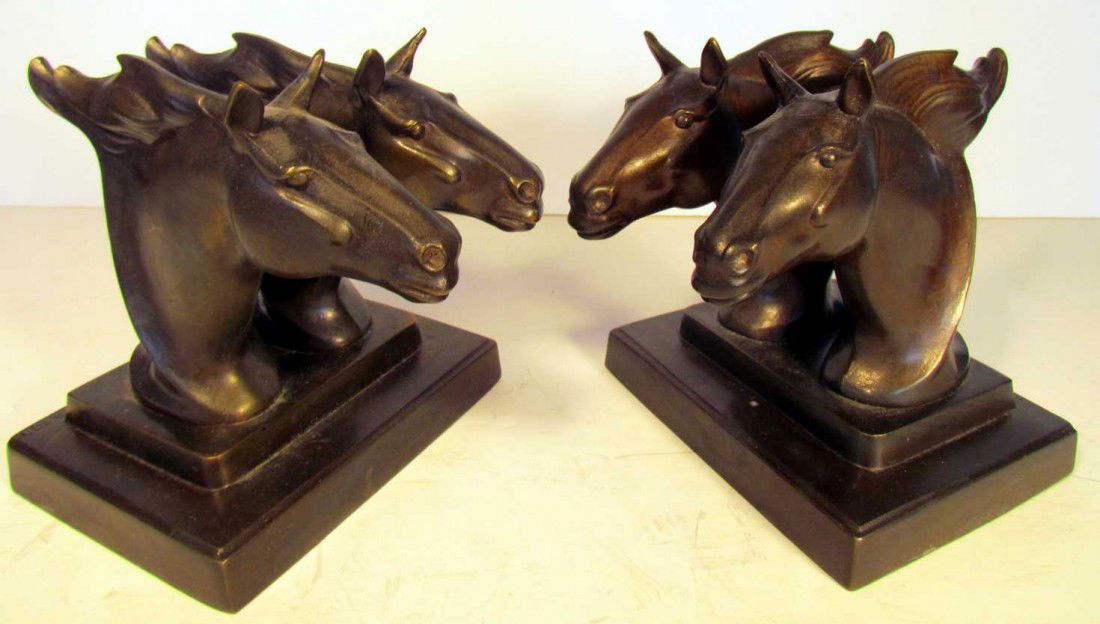 Frankart bookends: Frankart horse bookends, ht. 5, marked Frankart