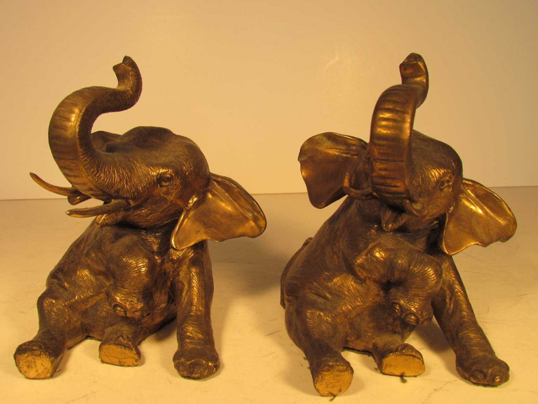 Jennings Brothers Elephant Bookends: Jennings Brothers elephants, marked JB, 2671, ht. 6 1/4