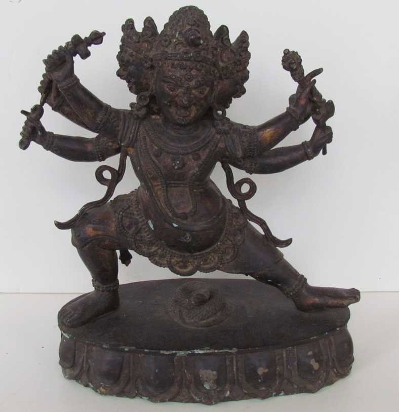 Buddhist Deity Bronze Statue: Buddhist Deity Bronze Statue, ht. 14 1/2, wd. 12