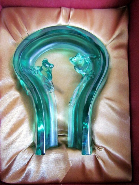 Heinrich Wang Crystal Frog Statue: Heinrich Wang Crystal Fog Statue with Box and papers, ht. 5 1/2, wd. 4 1/4, 654/1280, For more info see: Taiwan's Crystal Maze, Taiwan Today,, 4/1/1997, by Jim Hwang