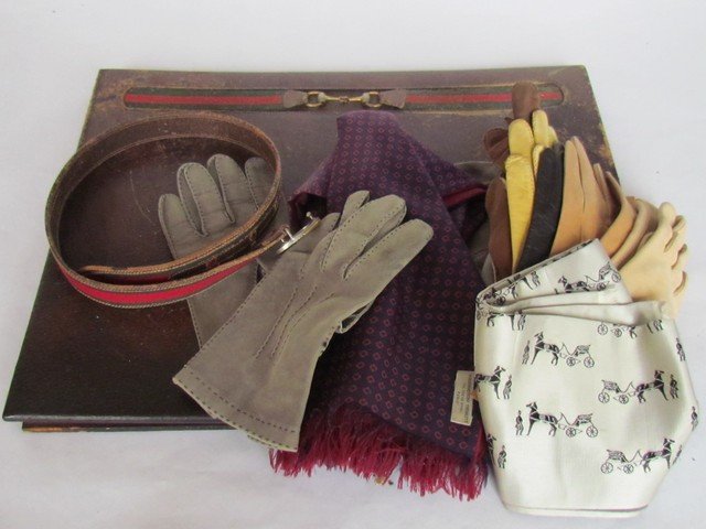 Group Gucci Items: Group Gucci Items and vintage gloves, scarfs