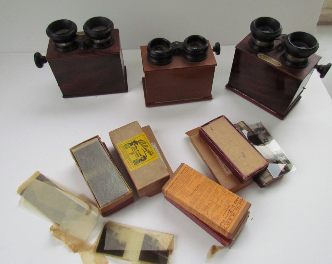 Photographic Viewers and Slides: Group Three Photographic Viewers and glass slides