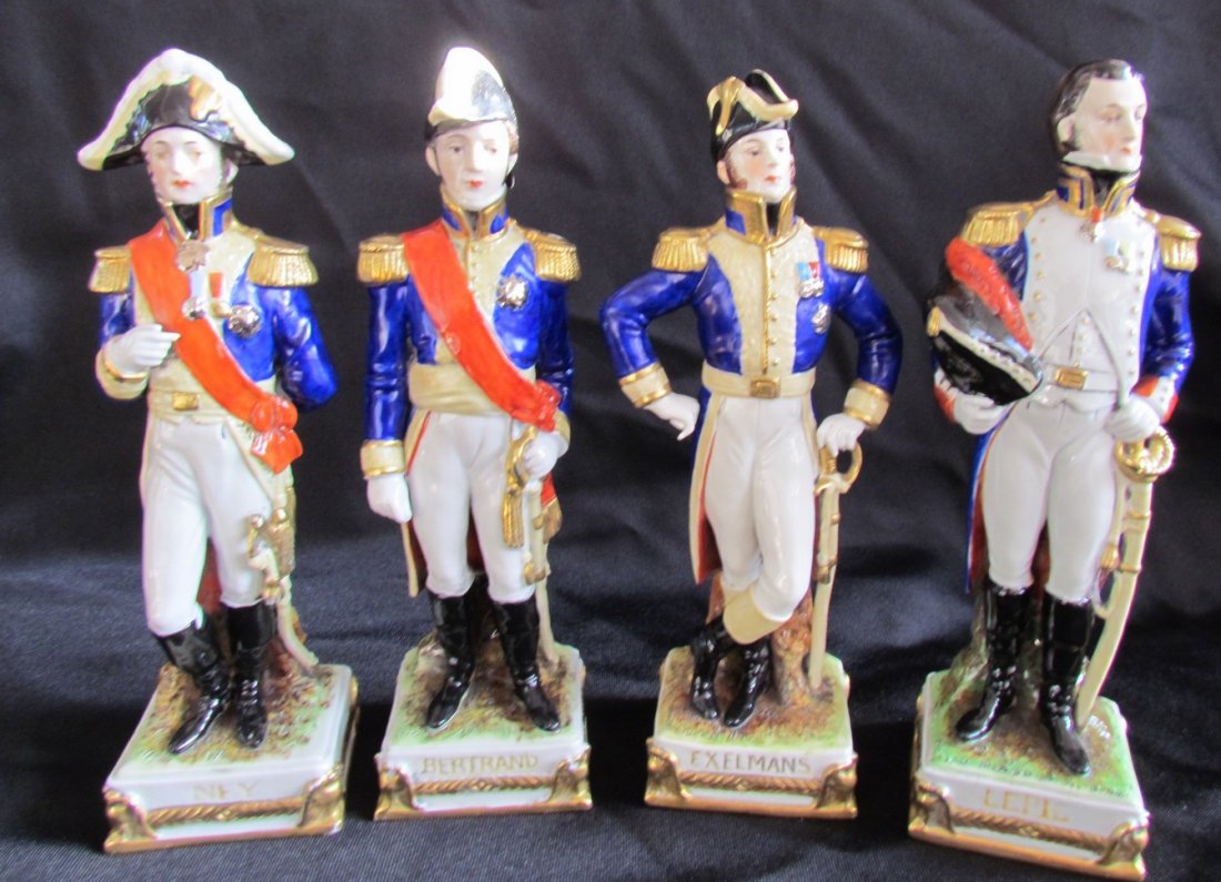 Four Dresden Statues: Four Dresden Statues, Ney, Bertrand, Exelmans, Lepic, ht. 9 1/4, minor nicks