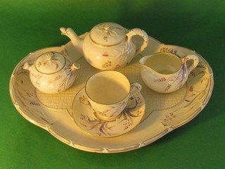 Grass tea ware 5 piece Dejeuner Set: Grass tea ware 5 piece Dejeuner Set, all pieces are first mark, black. All pieces are in excellent condition, teapot ht. 3 1/2, wd. 7