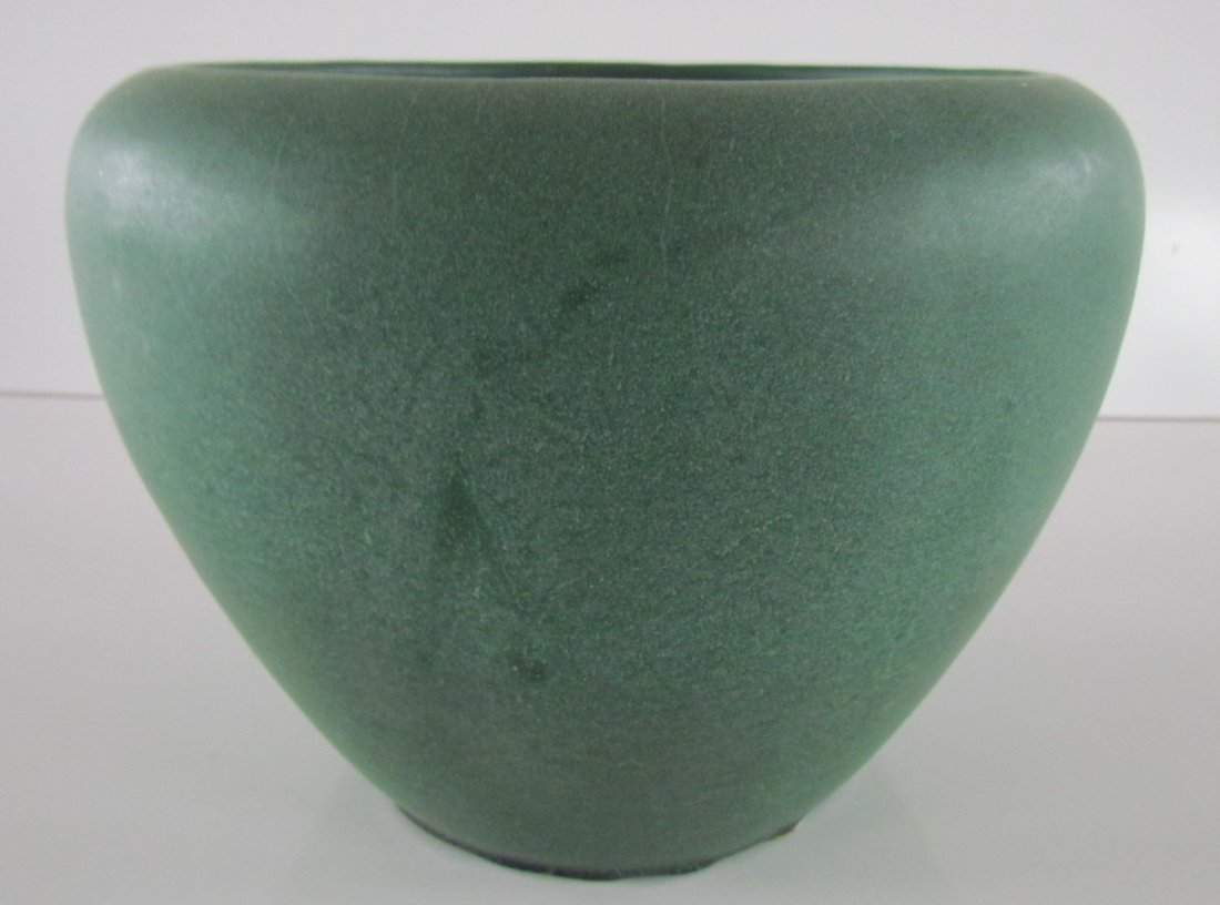Weller Matte Green Jardineer: Weller Matte Green Jardineer, ht. 6, diam. 8 3/4