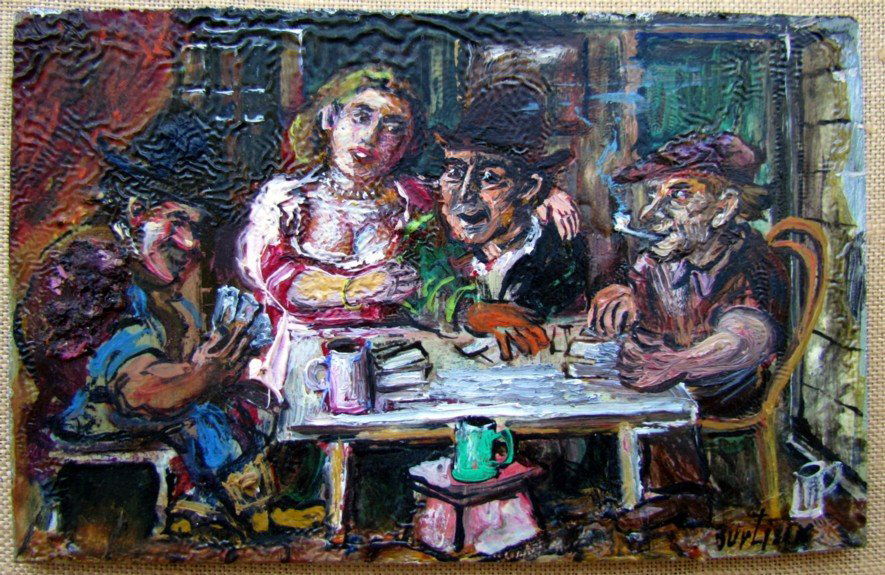 David Davidovich Burliuk (1882-1967) Oil Painting: David Davidovich Burliuk (1886-1967)Oil Painting, original frame and mounted on board, signed lower right, frame ht. 11 1/4, wd. 13 1/2, oil ht. 3 1/2, wd. 5 1/4 More about artist: David Burliuk was a