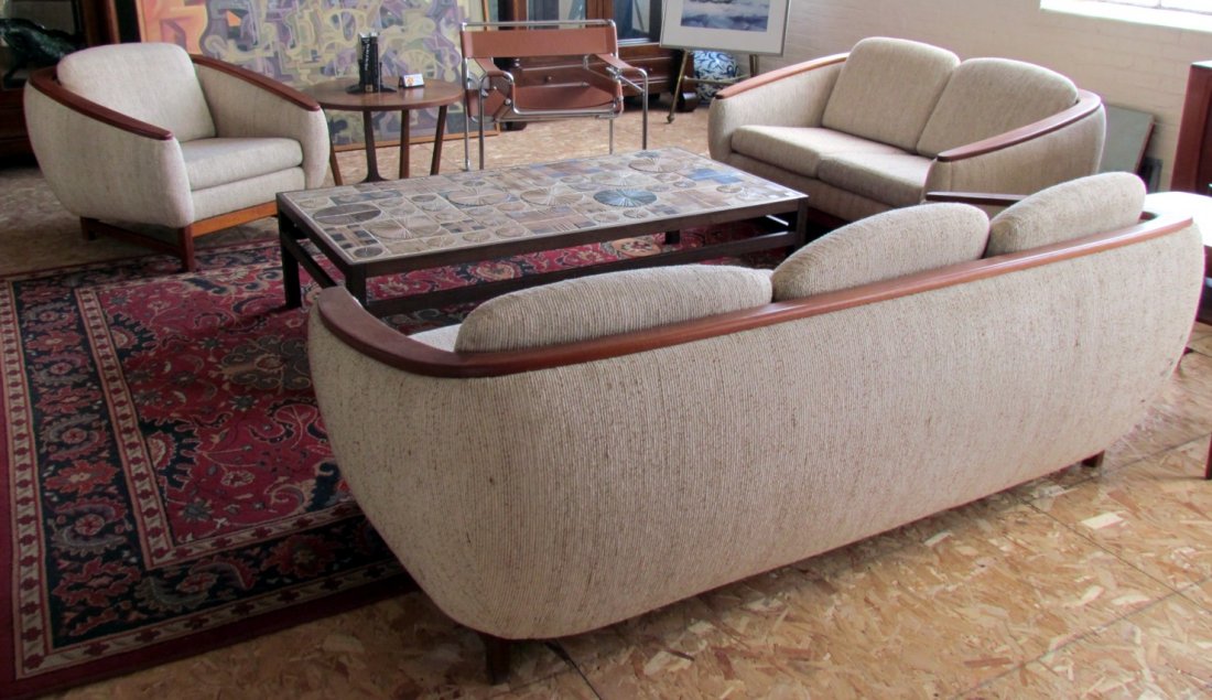 Danish Modern Sofa, Loveseat and Chair: Danish Modern Sofa, Loveseat and Chair, sofa lenght 78 inches.