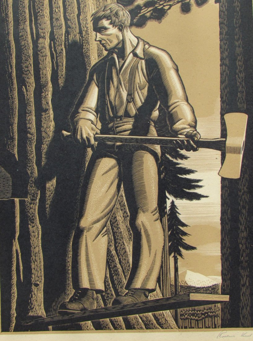 Rockwell Kent The Faller Chiaroscuro Wood Engraving: Rockwell Kent The Faller Chiaroscuro Wood Engraving, signed Rockwell Kent lower right, frame ht. 19, wd. 14 1/2
