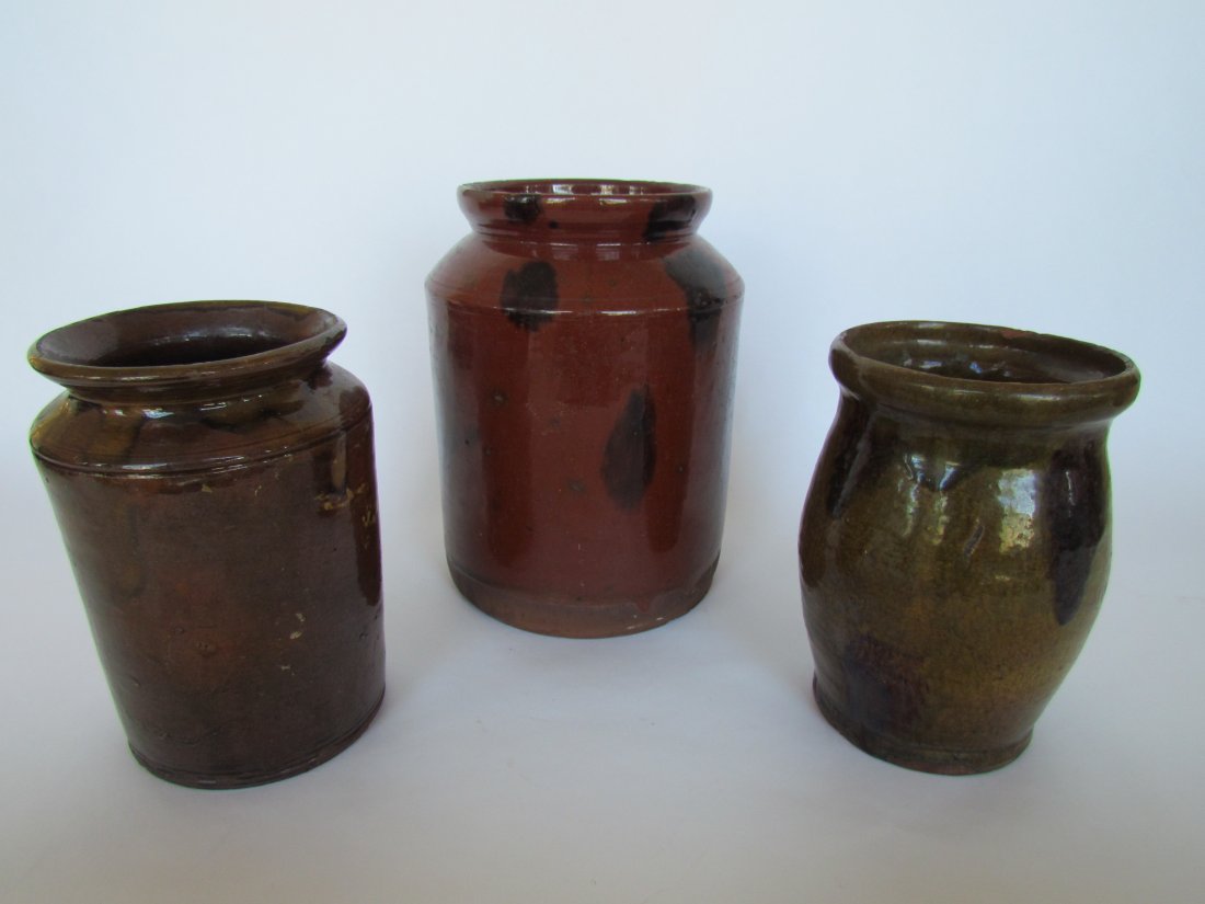 Three Redware Jars: Three Redware Jars, largest ht. 8, wd. 6