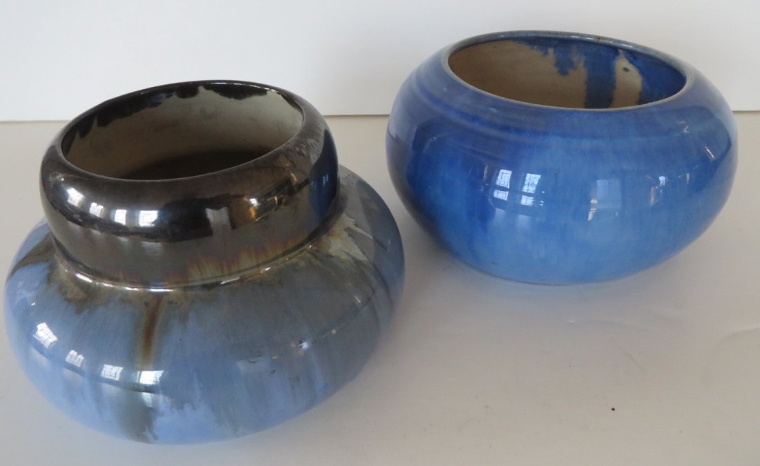 Two Fulper Pottery Vases: Two Fulper Pottery Vases, ht. 4, diam. 6 1/2, ht. 3 1/2, diam. 7