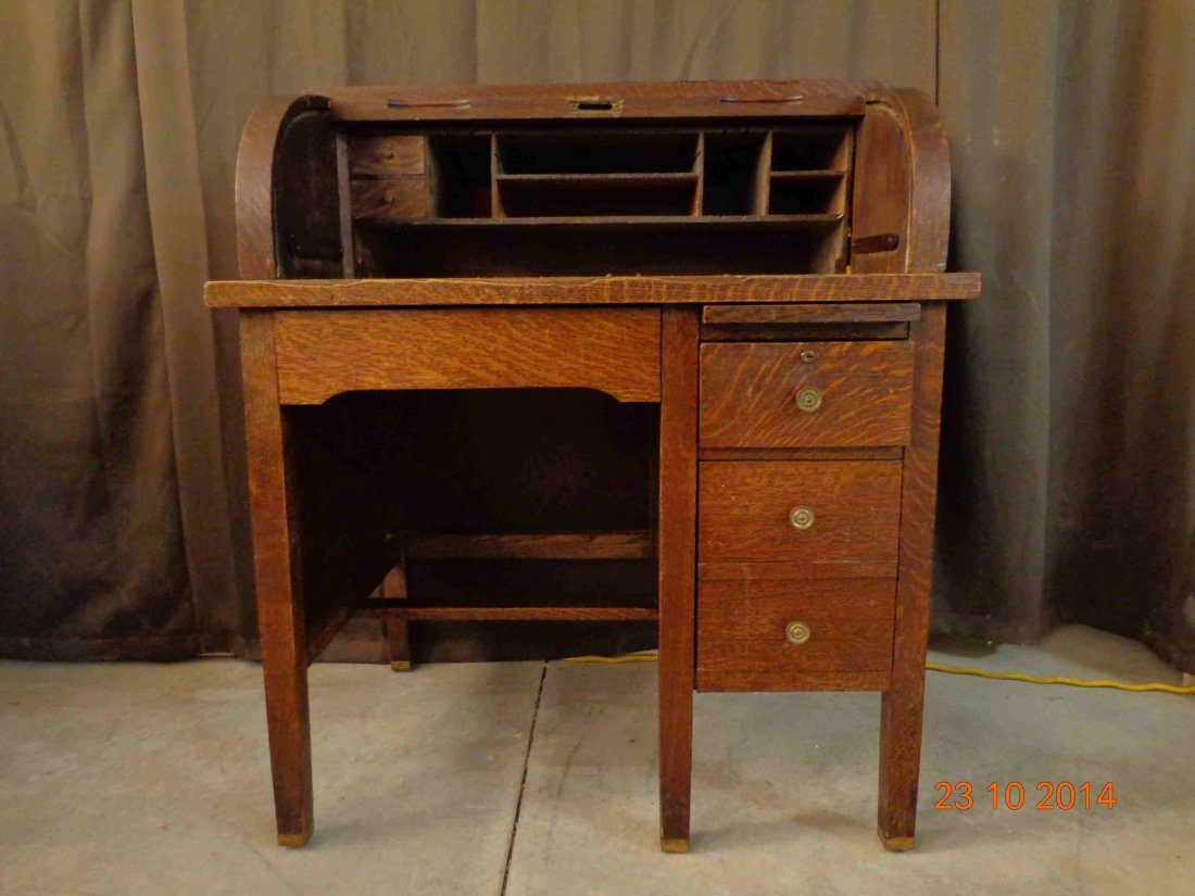 Secrétaire roll top en chêne / Oak roll top desk: Secrétaire roll top en chêne / Oak roll top desk