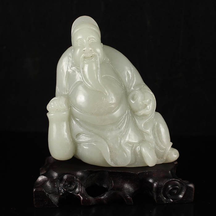 Chinese Natural Hetian Jade Statue - Poet Libai: Chinese Natural Hetian Jade Statue - Poet LibaiDimension: 104*39*42(mm) 4.09*1.54*1.65(in) Weight 0.77 lbs/348 gThe total weight does not include the base. The base is not included after you have won