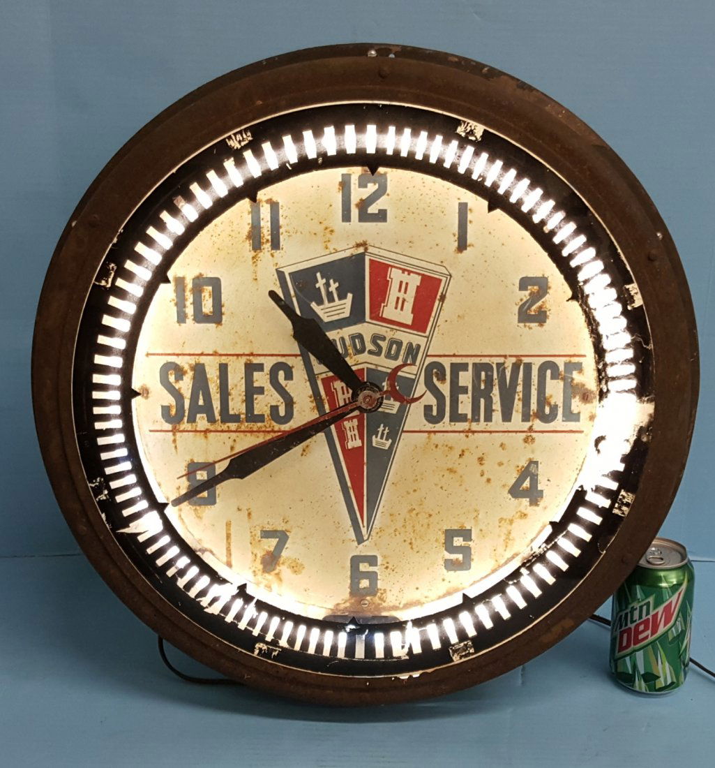 Hudson Sales Service Neon Dealership Clock