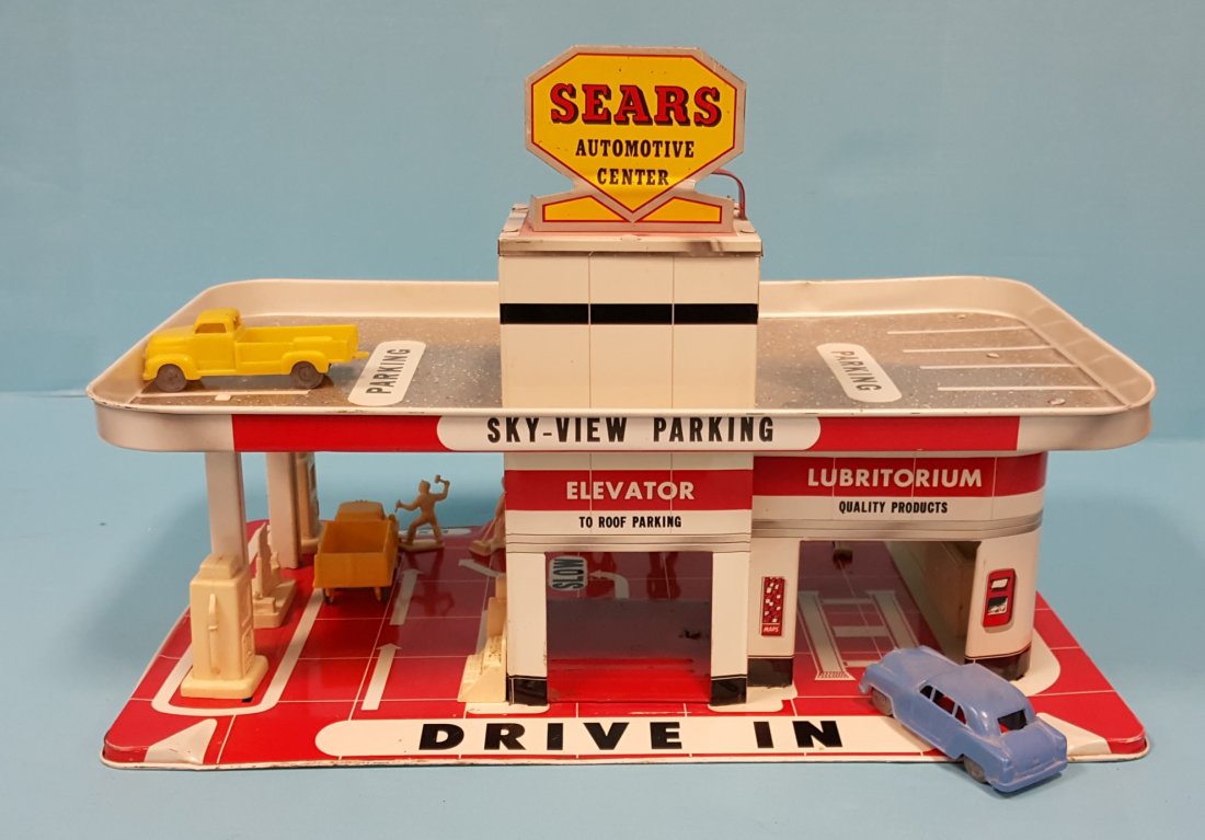 Sears Automotive Center Tin Toy Service Station